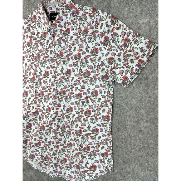 Bonobos Men's Floral Button Up Shirt Size S Short Sleeve Slim Fit Blue Red - Picture 2 of 8